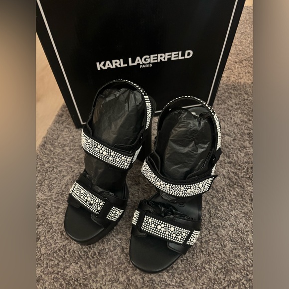 Karl lagerfeld Paris Alessia Faux Pearl Platform Sandal nwt - Picture 7 of 10